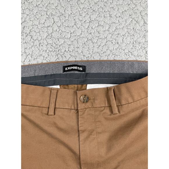Express Pants Mens 34x30 Slim Fit Chino Preppy Flat Front Zip Fly City - Picture 3 of 8